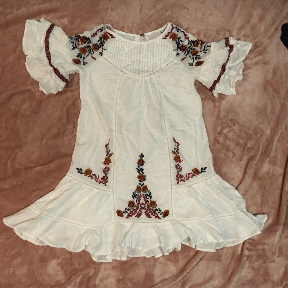 free people boho embroidered short dress